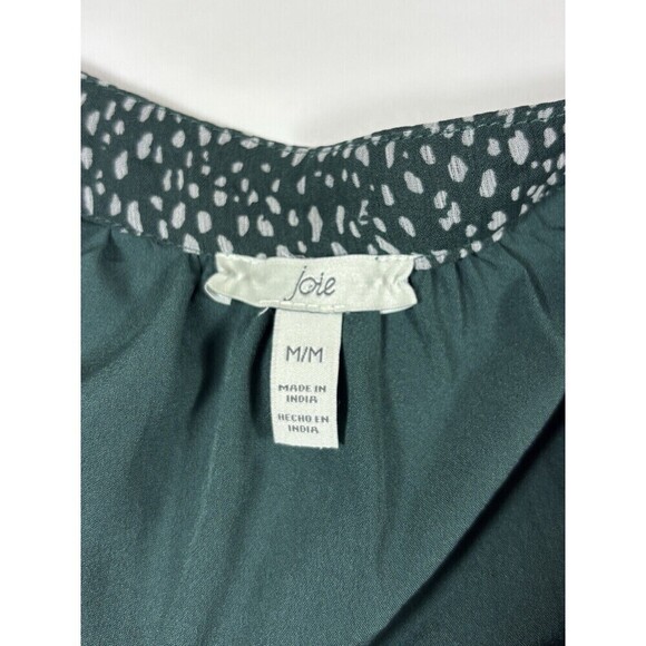 Joie Balloon Sleeve Dress Green Arctic Animal Print White Dot Medium Sheer - Picture 5 of 15